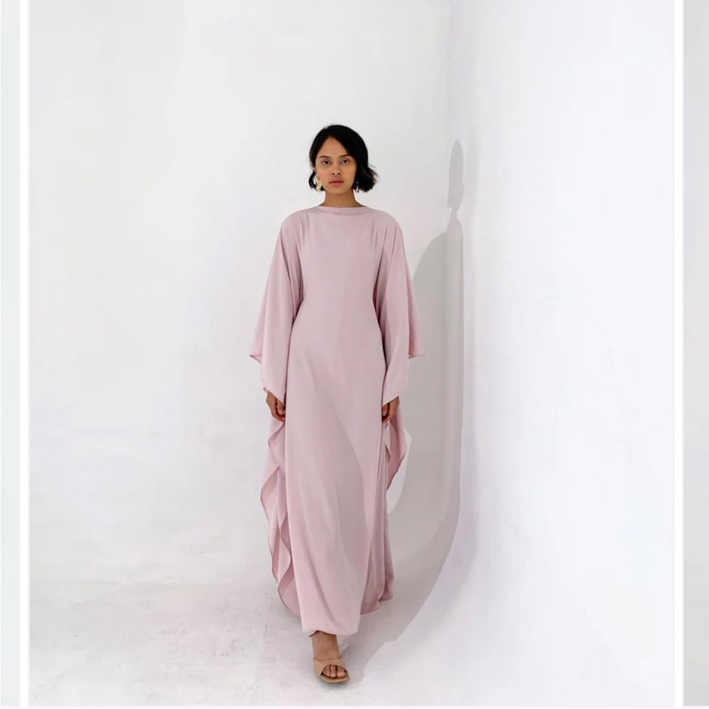 Esme New York Dusty Pink Plissé Kaftan Dress